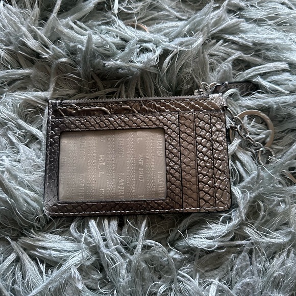 Ralph Lauren Leather Zipper Card Holder Wallet - Snakeskin Metallic - Picture 2 of 2